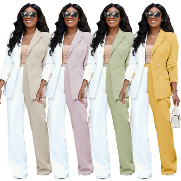 Popular Women's Blazers Vests & Stylish Office 2-Piece Sets in Fashion Contrast Color for Casual Business Wear Women's Suits