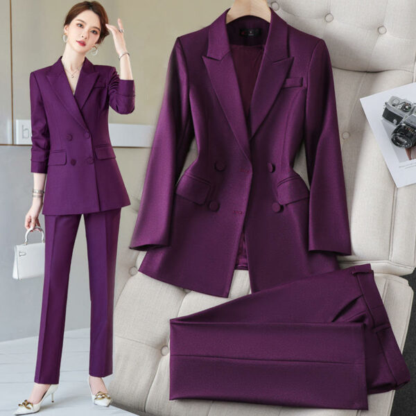 Women's Professional Set Double-breasted Suit Coats for Autumn and Winter; Formal and Professional Attire