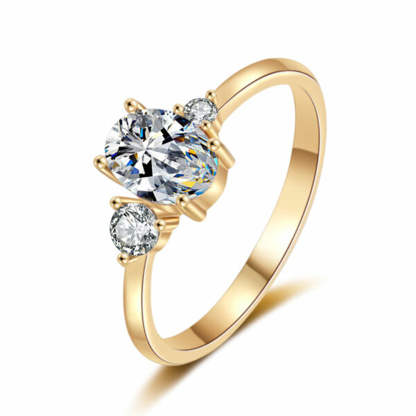 Style Dainty 18K Gold Plated Wedding Moissanite Promise Ring - Image 2