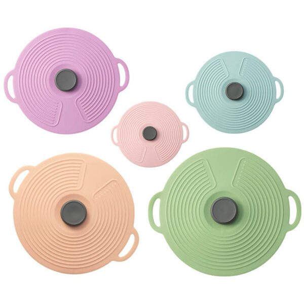 Wholesale Silicone Pot Lid Cover with Double Colors, Heat-Resistant and Spill-Proof, Suitable for Kitchenware and Food-Grade Cooking Equipment