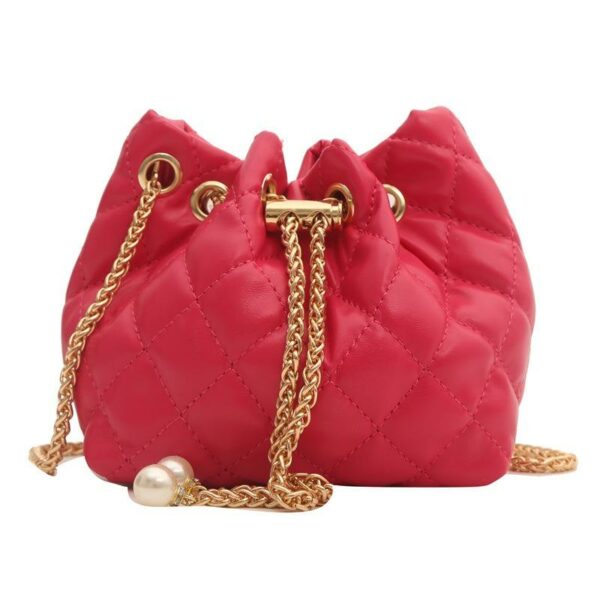 Bucket Quilted Crossbody with Pearl Tassels in Solid Color Women's Bucket Bags: Designer Handbags, Famous Brands, Ladies Handbags