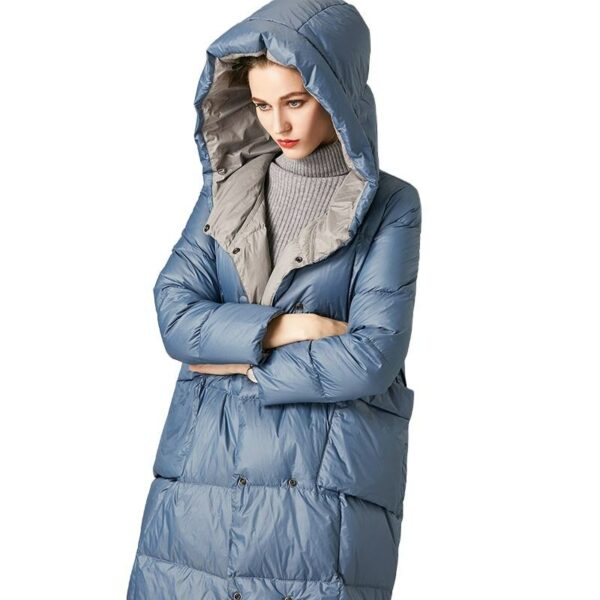 women in coats Long hooded jacket for ladies in plus size that is custom-made and comfy for winter wear.