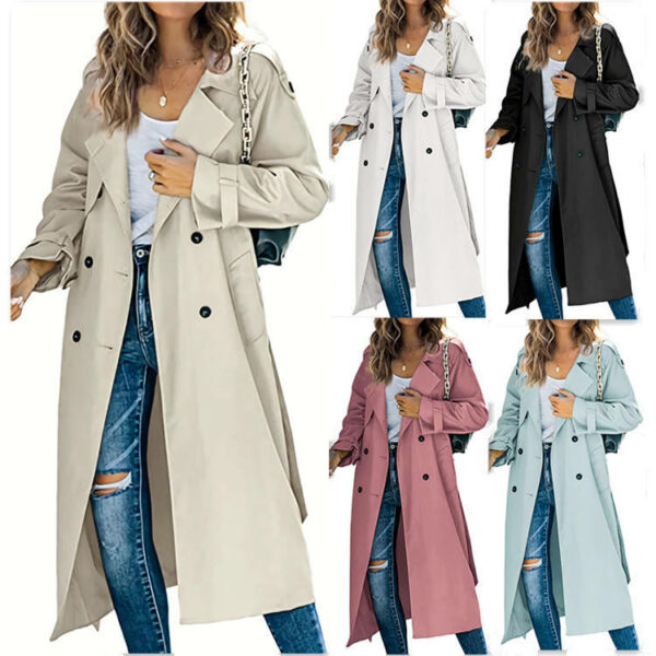 Ladies Windbreaker Dust Coat Long Style Belt Fashion for Women's Winter Autumn Trench Coat Jacket