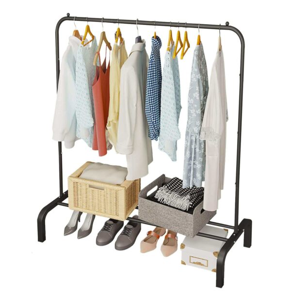 Garment Rack with Bottom Shelf: 43.3-Inch Clothes Stands & Shoe Racks Coat Stands - Image 2