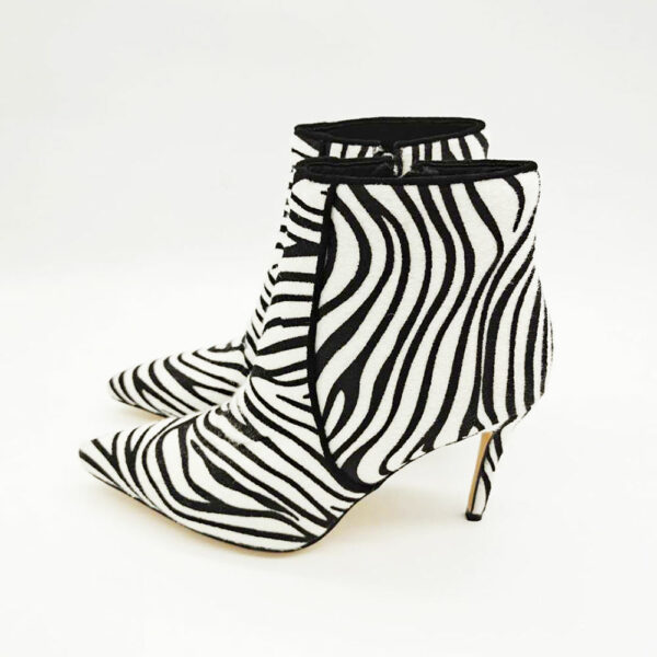 Women's Stiletto Heel Short Booties with Zebra Ankle Boots in Large Size - Image 2