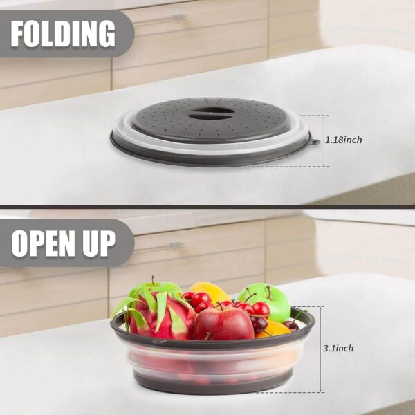 Microwave Plate Food Splatter Cover with Collapsible Silicone Cover - Image 4