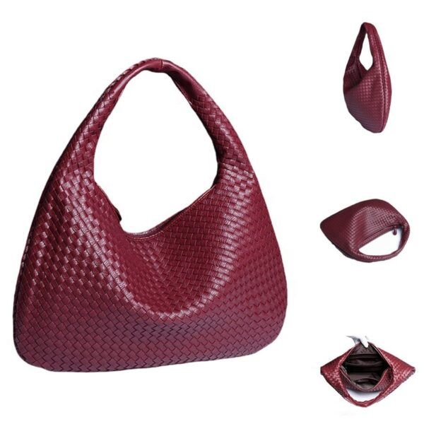 Braided leather weave bag woven women's shoulder bags for ladies - wholesale designer handbags - Image 2