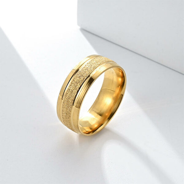 Fine Rings in Handmade Korean Version 8mm Popular Accessories Europe America Ring Double Line Frosted Stainless Steel Couple Ring - Image 3