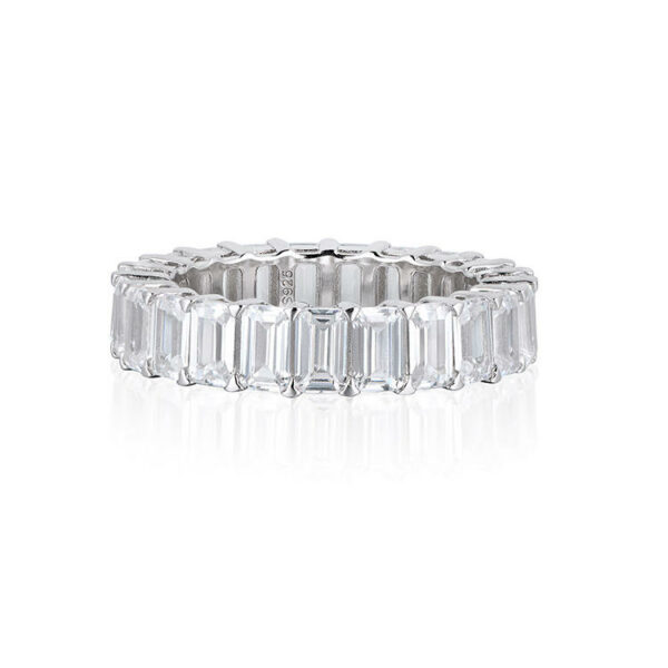 Fine jewelry rings in a gift box: 0.2ct 3*4mm Emerald cut moissanite eternity ring  - Image 3