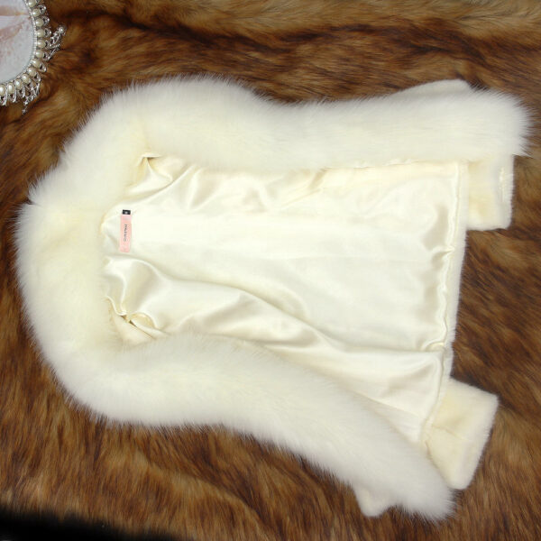 Women's short-style rabbit fur coat with fox fur collar, unique fox fur coats on sale - Image 3