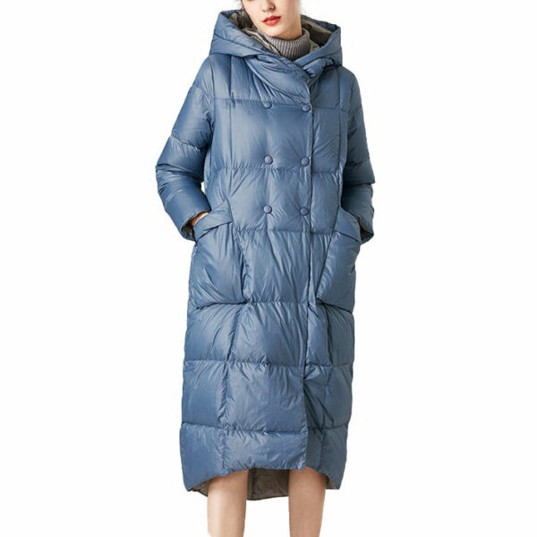 women in coats Long hooded jacket for ladies in plus size that is custom-made and comfy for winter wear. - Image 3