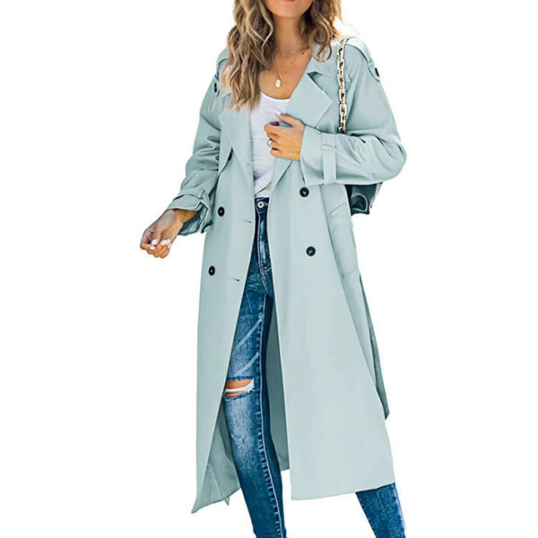 Ladies Windbreaker Dust Coat Long Style Belt Fashion for Women's Winter Autumn Trench Coat Jacket - Image 3