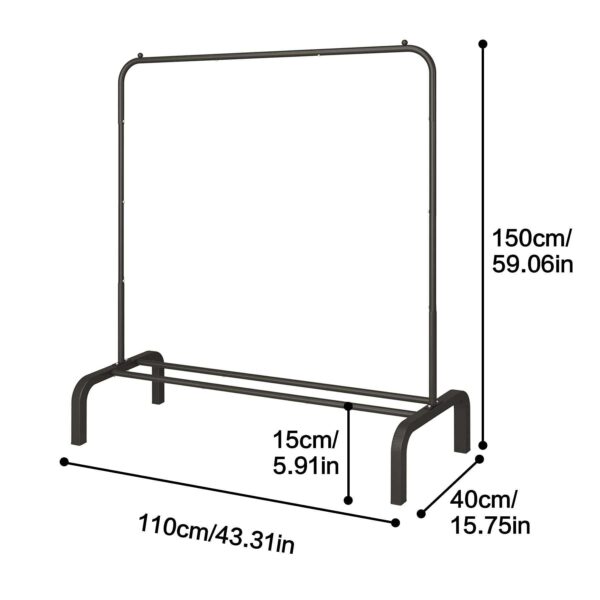 Garment Rack with Bottom Shelf: 43.3-Inch Clothes Stands & Shoe Racks Coat Stands - Image 3