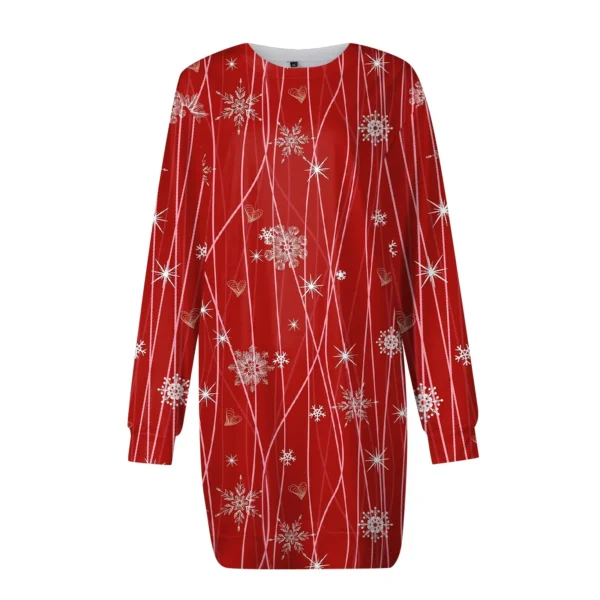 Customized Plus Size Women's Elegant Long Sleeve Party Dress with a Luxurious Christmas Snowflake Evening Dress - Image 3