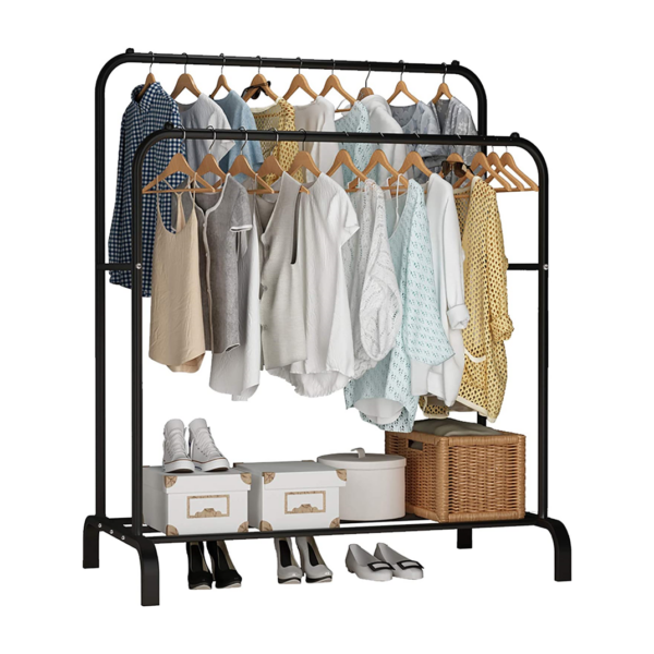 Versatile Double Pole Shoe Racks & Clothes Stands for Home Use in Living Room, Bedroom, and Coat Racks