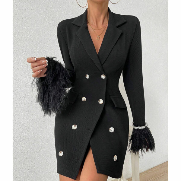 Fresh Arrival Plus Size Customized Women's Fashion Long Sleeve Elegant Classy Business Feather Blazer Dress for the Office