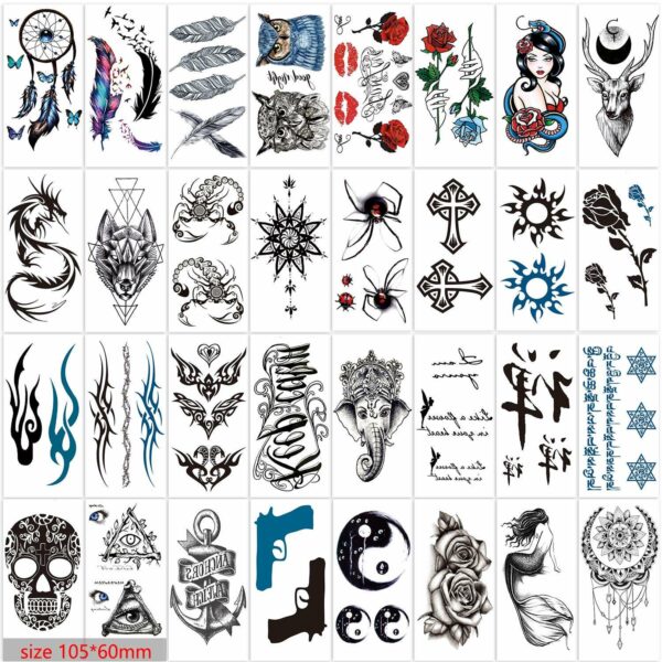 Temporary Body Arm, Chest, Shoulder, and Tattoo Stickers for Men and Women