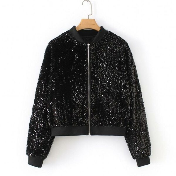 Winter Varsity Custom Lady Women's Baseball Zipper Sequin Long Sleeve Fashion Jackets