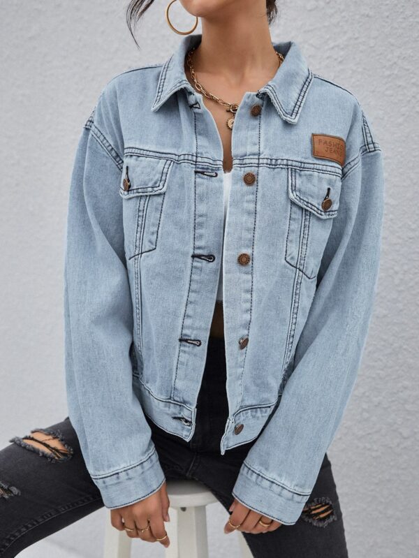 New Fashion Pocket Long Sleeve Denim Women Jacket with Customized Jean Ladies Coat - Image 3