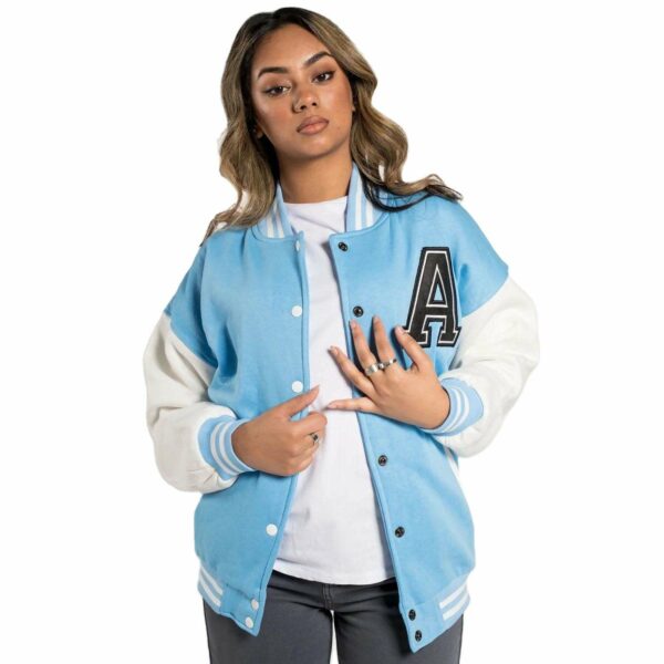 Baseball women's varsity jackets with flocking sleeves and long leather sleeves that are fashionable and breathable.