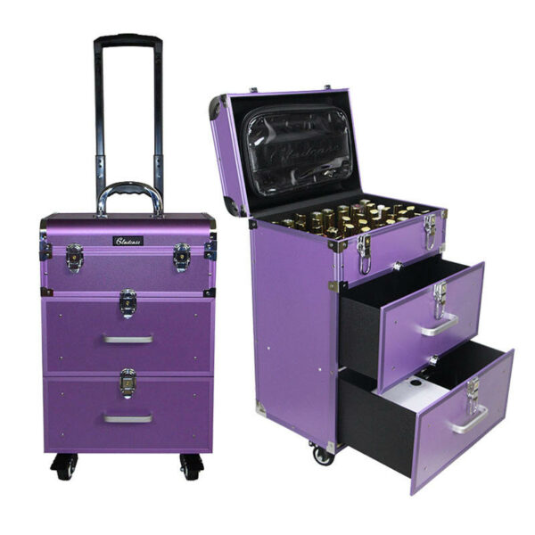 Professional makeup trolley case with wheels and drawers from the factory Men's and women's beauty and cosmetic train cases