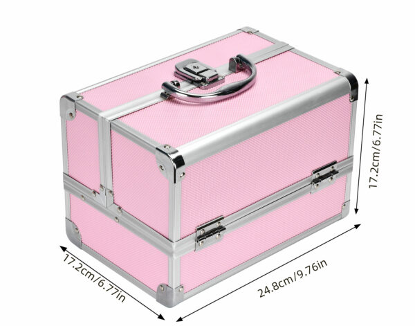 Aluminum Cosmetic Case in Pink Trunk Travel Bag Jewelry Case with a large capacity Ladies Cosmetics Case - Image 6