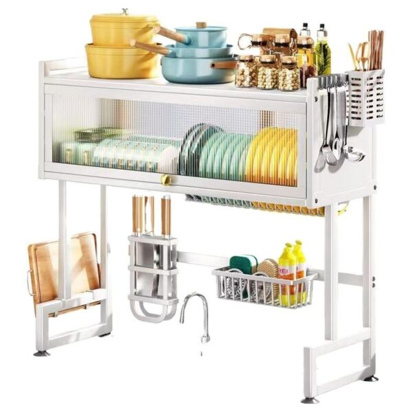 Carts & Islands for the Kitchen Bowl Table Dish with Door Bowl Storage Locker Drain Rack Cupboard Dustproof Kitchen Sink Rack