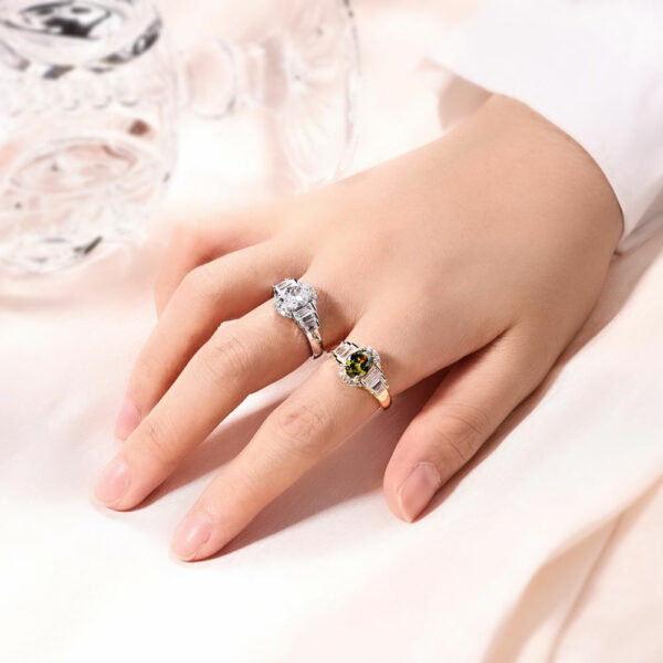 Luxurious 14K gold-plated jewelry rings featuring a fashionable 5A 8A zircon cut in 925 silver for both men and women.