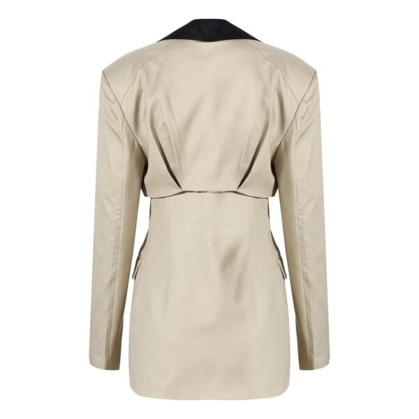 Stylish Spring New Long Sleeve Detachable Khaki Jackets Dress Blazers Set Femme Women Blazer - Image 3