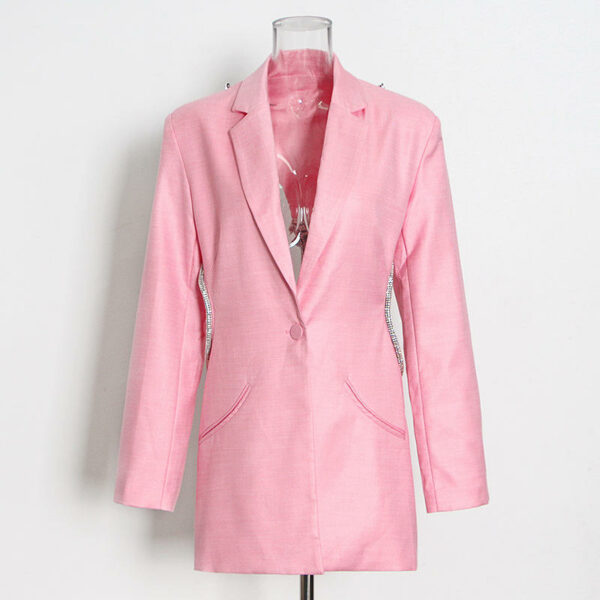 Solid Color Blazer Fashion Short Set Ladies Women's Sexy Halter Long Sleeve Fashion Blazer - Image 3