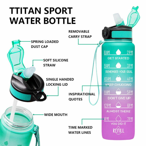 Top Selling B14-1057 Amz Plastic Water Jug Bottle with Custom LOGO 1000ml Sports Tritan 1L Water Bottle for Motivation - Image 2