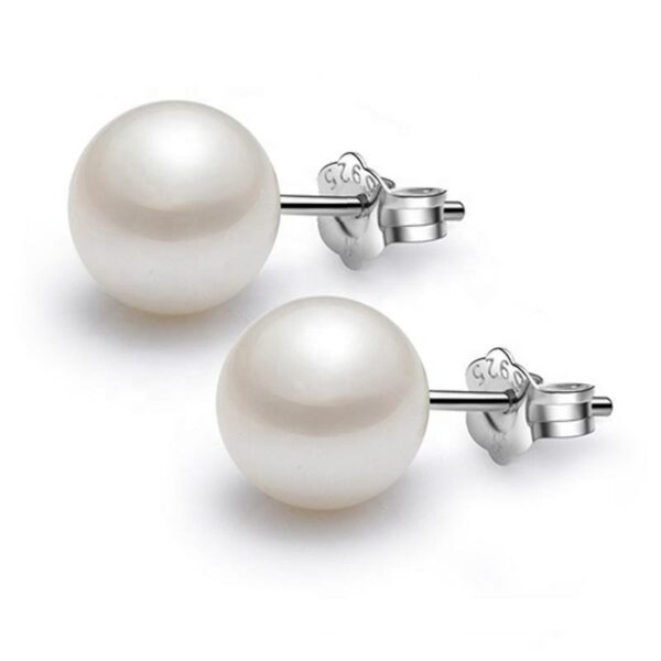 Bridal 6-8mm sparkling pearl earrings in a stunning white freshwater pearl stud design