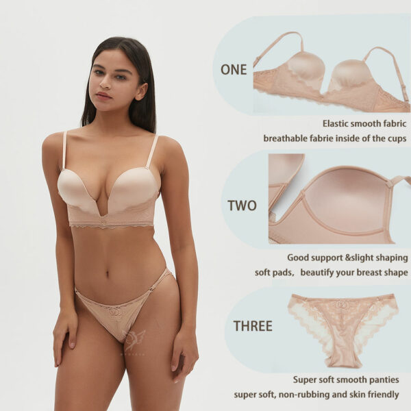 Women's Seamless Bra & Brief Sets: Premium Comfortable Lace Push-Up Bra and Underwire-Free Pantry Set - Image 3