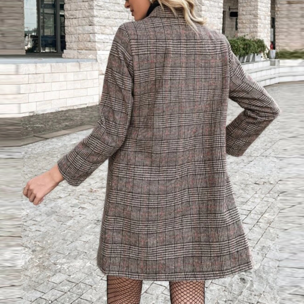 Elegant Custom Casual Plaid Women's Long Coat for Winter Fashion - Image 4