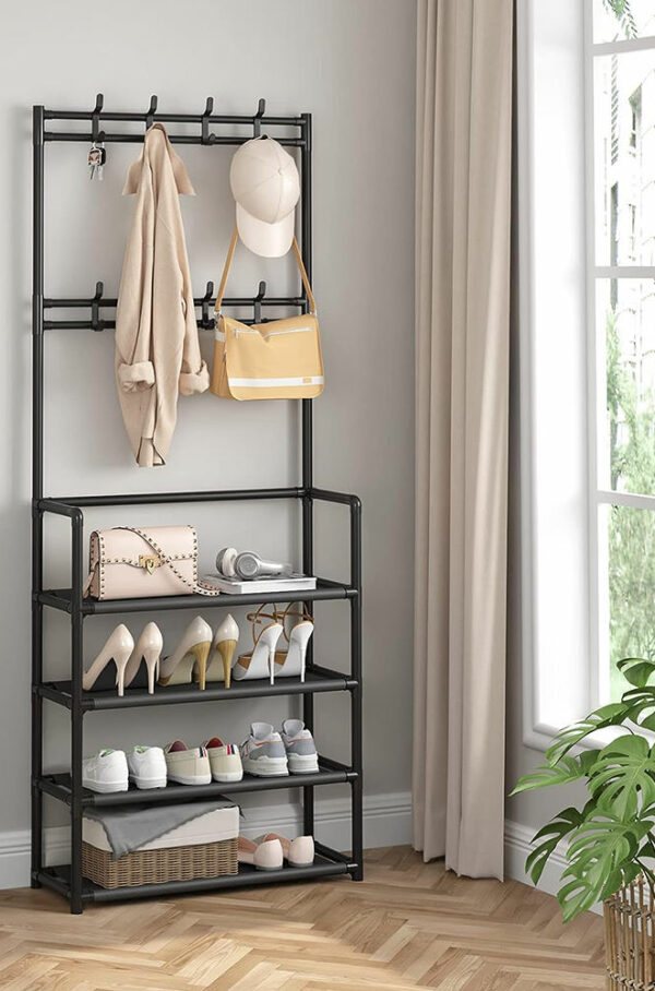 Wooden Coat Hangers for Home Use: Using a Garment Rack Shelf to Hang Clothes and Shoes - Image 4