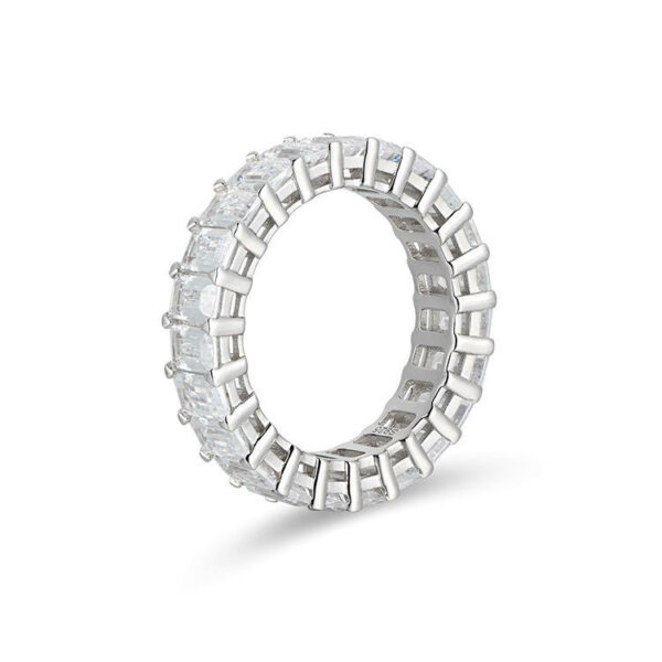 Fine jewelry rings in a gift box: 0.2ct 3*4mm Emerald cut moissanite eternity ring  - Image 4