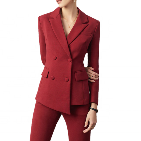 Red two-piece office stylish formal fashion blazers with a business casual vibe Women's Tuxedo Suits Ladies' Suits - Image 2