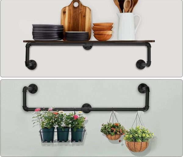 Clothes Rail Wall Mounted Industrial Pipe Clothing Rack Iron Clothes Bar Closet Organizing Garment Rack Clothing - Image 3