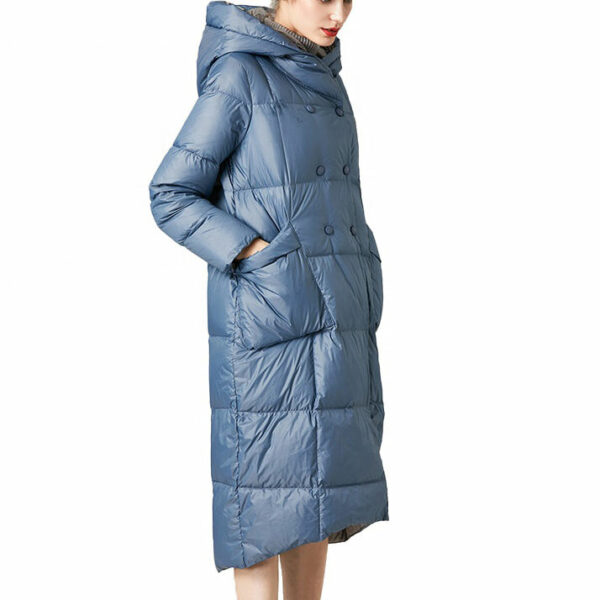 women in coats Long hooded jacket for ladies in plus size that is custom-made and comfy for winter wear. - Image 4