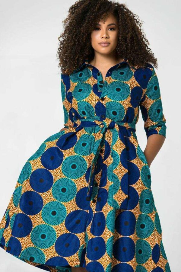 Above Knee Open Front Plus Size Women's Dresses with Custom High Quality African Ladies Wax Print Patterns Made in a Chinese Factory - Image 3