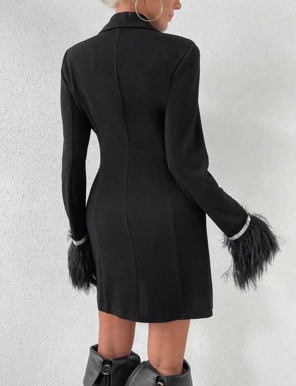 Fresh Arrival Plus Size Customized Women's Fashion Long Sleeve Elegant Classy Business Feather Blazer Dress for the Office - Image 3