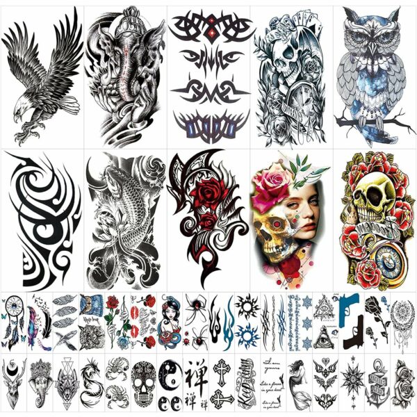 Temporary Body Arm, Chest, Shoulder, and Tattoo Stickers for Men and Women - Image 2