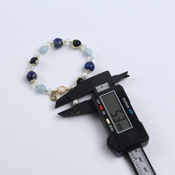 Wholesale Gemstone Jewelry - Handcrafted Lapis Lazuli Pearl Bracelet with Crystals - Image 3