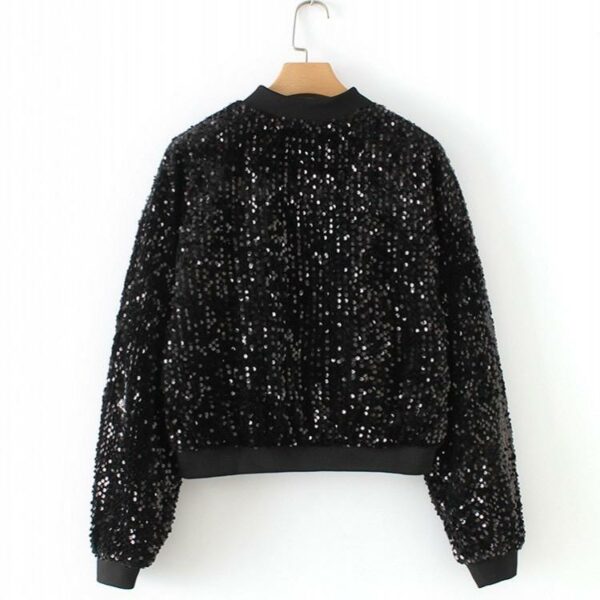 Winter Varsity Custom Lady Women's Baseball Zipper Sequin Long Sleeve Fashion Jackets - Image 3