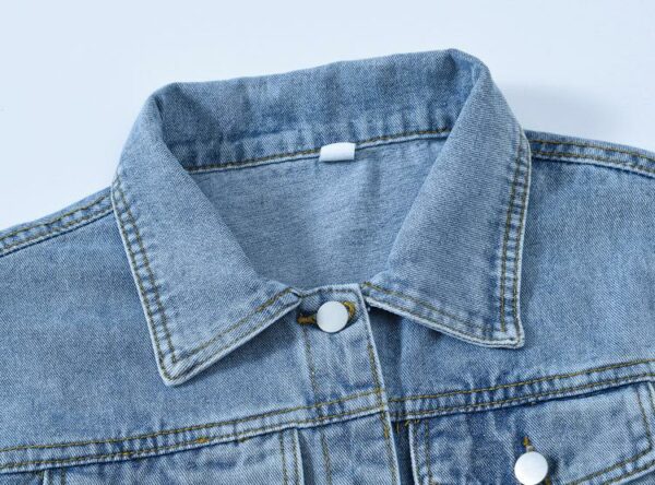 Women's Plus Size Turn Down Collar Pocket Loose Denim Jacket on Sale for Autumn and Spring - Image 4