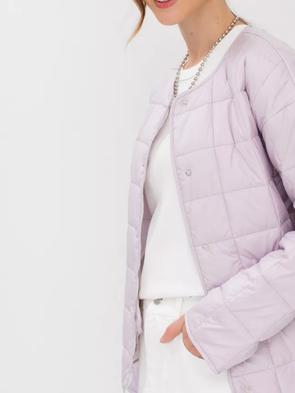 Women's Solid Quilted Windbreaker Jacket with Hood and Padded Overcoat for Spring and Autumn - Image 4