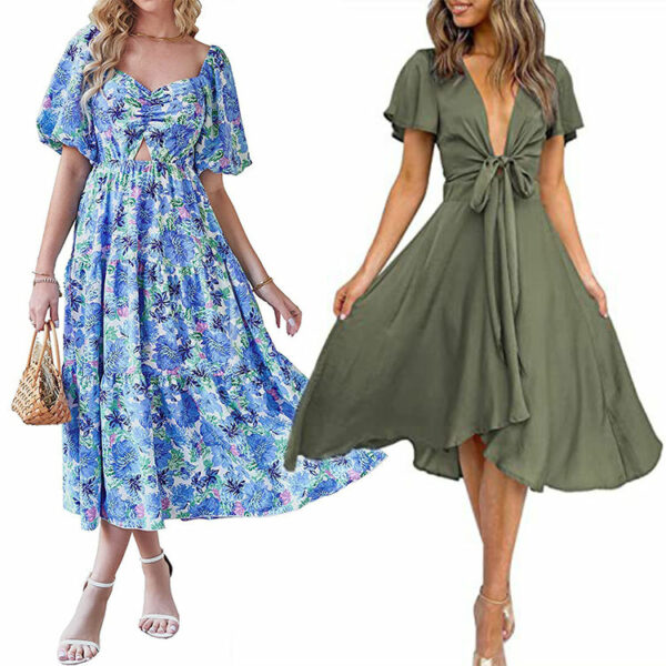 Everyday casual ins style summer wrap long dress plus size ladies' breathable dress of excellent quality - Image 4