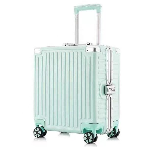 Women's compact suitcase, aluminum frame boarding box, 18" men's light airplane that can carry a small, hidden compartment for luggage - Image 3