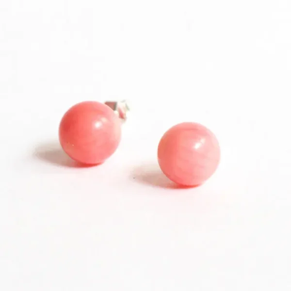 Women's 7-8mm Pink Coral Stud Earrings in 925 Sterling Silver  - Image 4