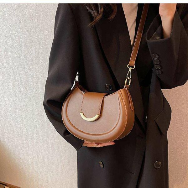 Popular New Fashion Design Bag for Women PU Single Shoulder Magnetic Button Underarm Crossbody Saddle Bag Ladies' Exotic Purse - Image 3